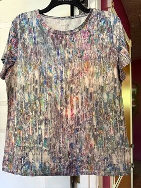 SHEIN Multicolor Abstract Short Sleeve Tee